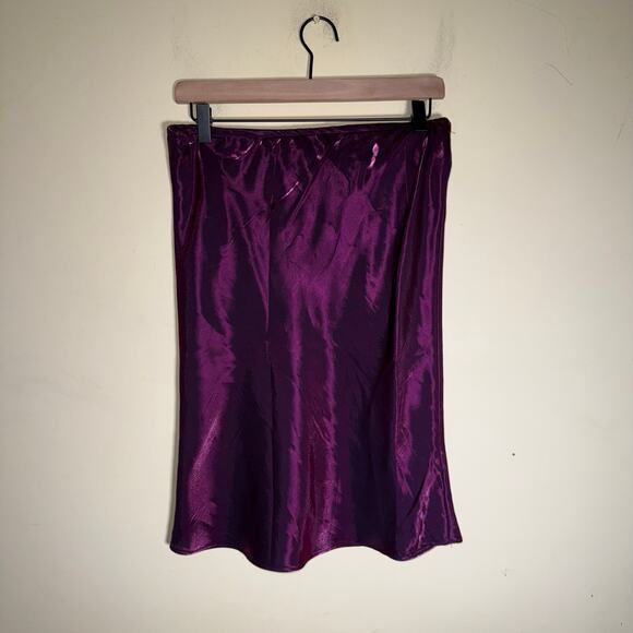 VINTAGE SWAT Y2K metallic party festival deep purple knee length skirt XL - Picture 5 of 5